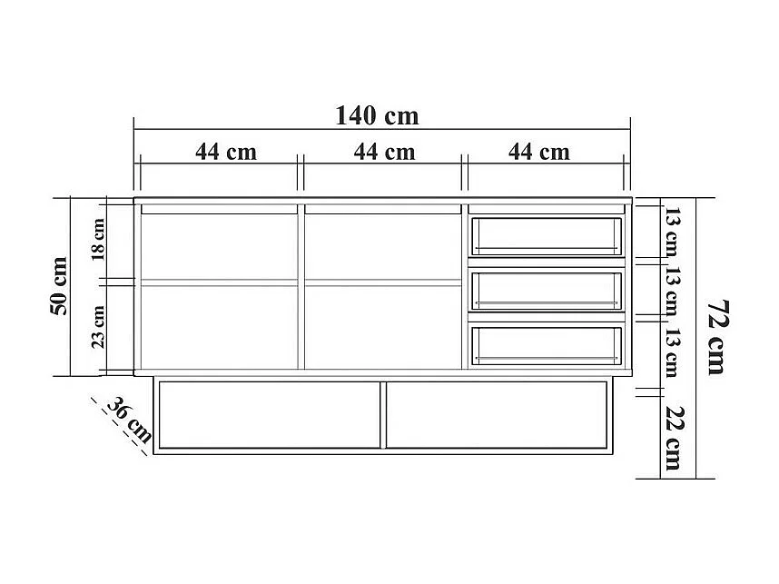 Roa - Buffet 2 portes en bois et métal L140cm - Bois foncé