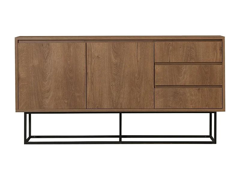 Roa - Buffet 2 portes en bois et métal L140cm - Bois foncé