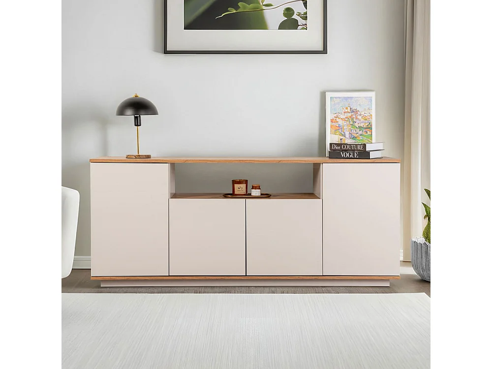 Fritz - Buffet 4 portes en bois L180cm - Beige