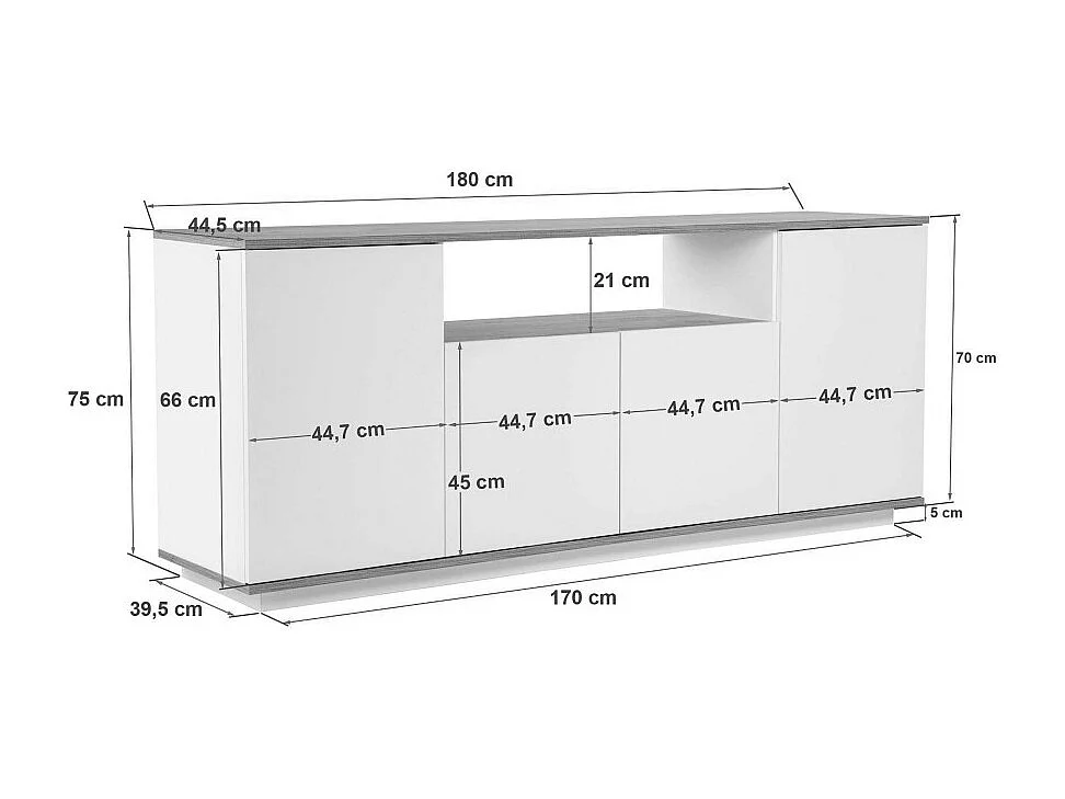 Fritz - Buffet 4 portes en bois L180cm - Beige