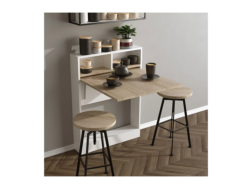 Brock - Table à manger rétractable 2 personnes en bois - Bois clair