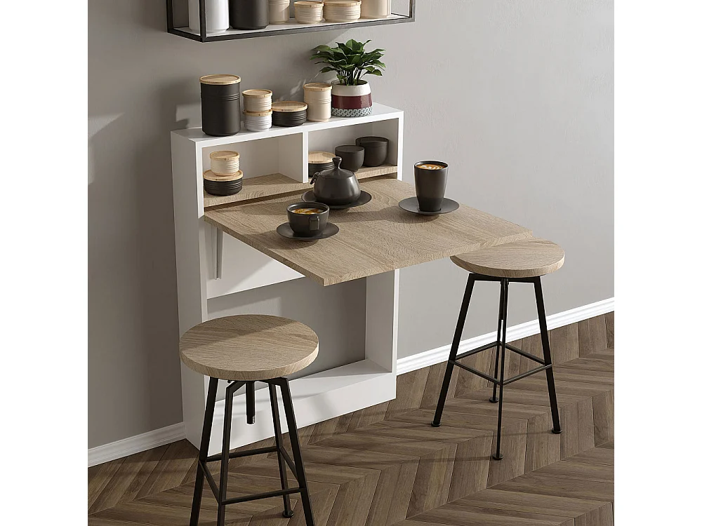 Brock - Table à manger rétractable 2 personnes en bois - Bois clair