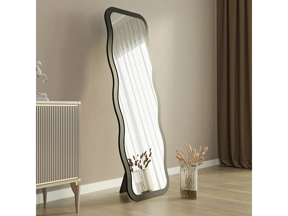 Curvi - Miroir sur pieds en bois 50x160cm - Noir