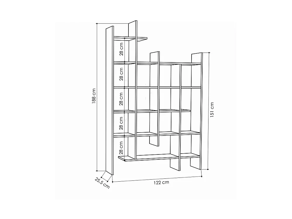 Mako - Étagère en bois H188cm - Bois clair
