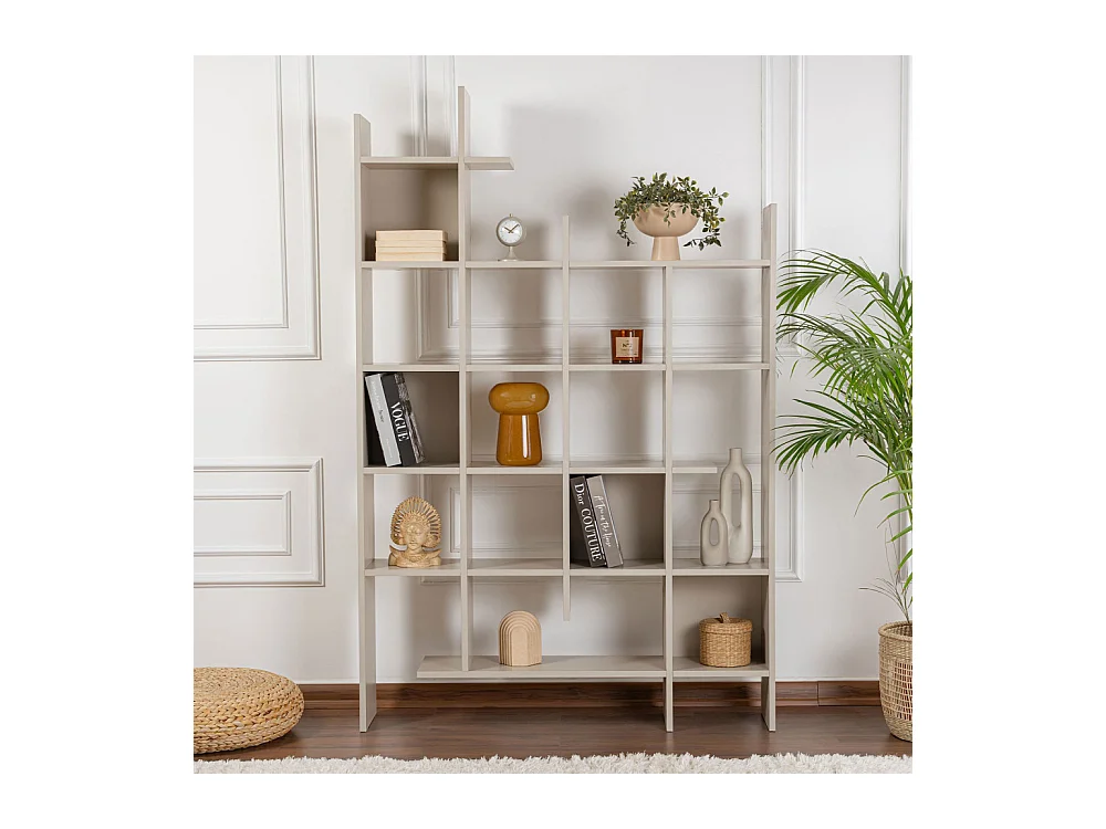 Mako - Étagère en bois H188cm - Beige