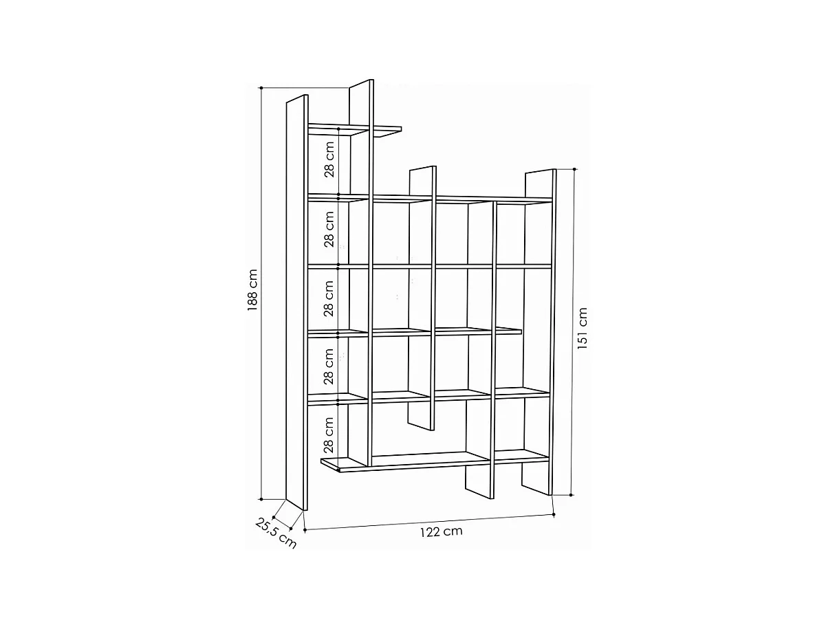 Mako - Étagère en bois H188cm - Beige