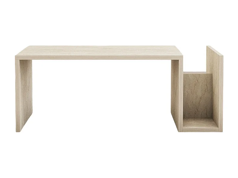 Max - Table basse avec porte magazines effet travertin - Beige