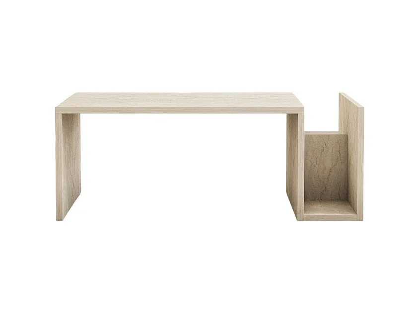Max - Table basse avec porte magazines effet travertin - Beige