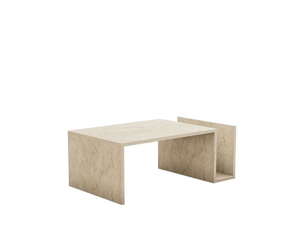 Max - Table basse avec porte magazines effet travertin - Beige