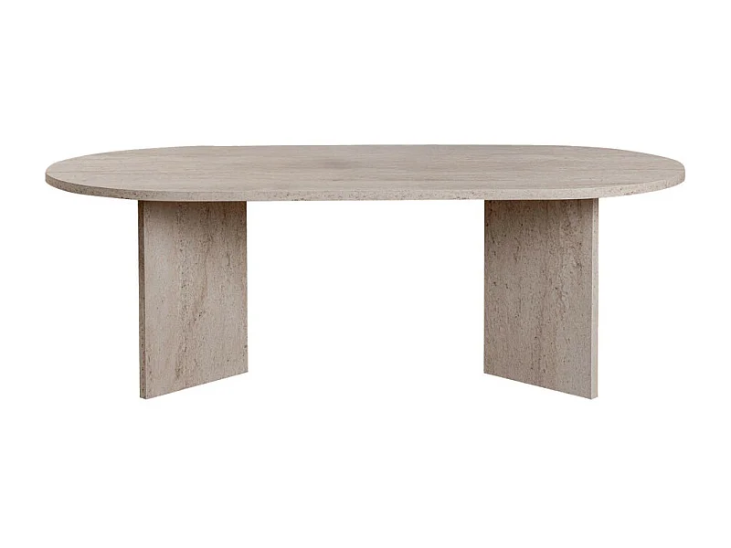 Sam - Table basse ovale effet travertin 119x60cm - Beige