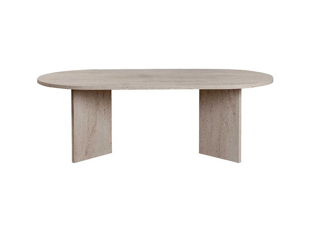 Sam - Table basse ovale effet travertin 119x60cm - Beige