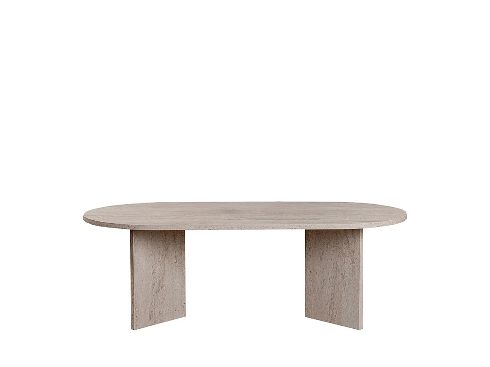 Sam - Table basse ovale effet travertin 119x60cm - Beige