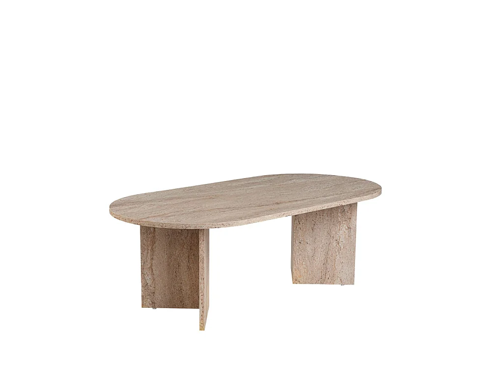 Sam - Table basse ovale effet travertin 119x60cm - Beige