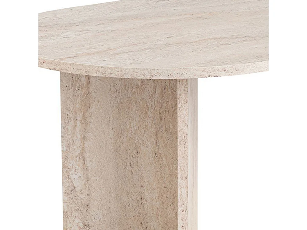 Sam - Table basse ovale effet travertin 119x60cm - Beige