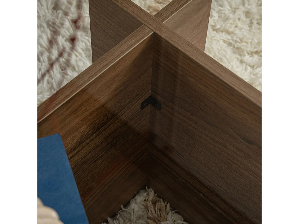 Cubix II - Table basse en verre trempé et bois - Bois foncé