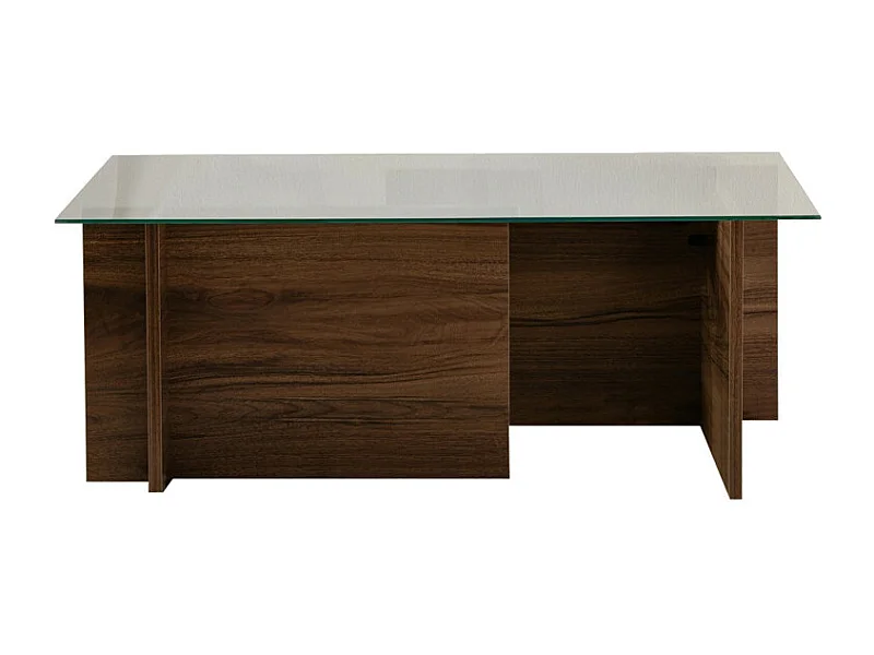 Cubix II - Table basse en verre trempé et bois - Bois foncé