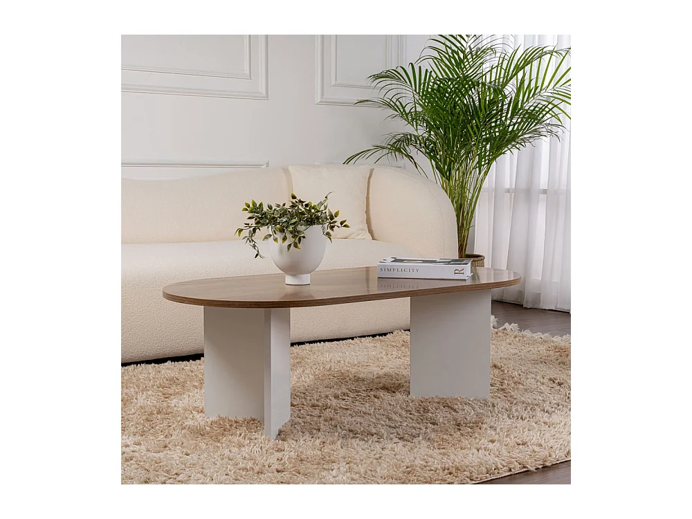 Sam - Table basse ovale en bois 119x60cm - Bois foncé
