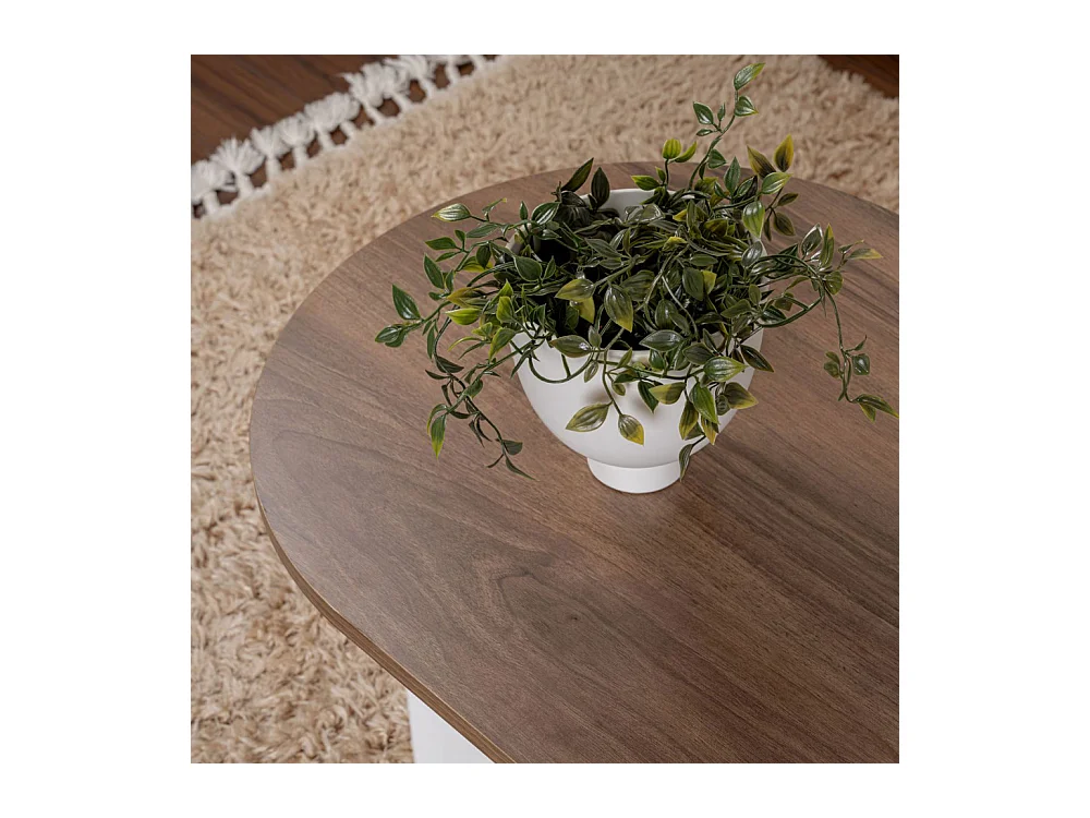 Sam - Table basse ovale en bois 119x60cm - Bois foncé