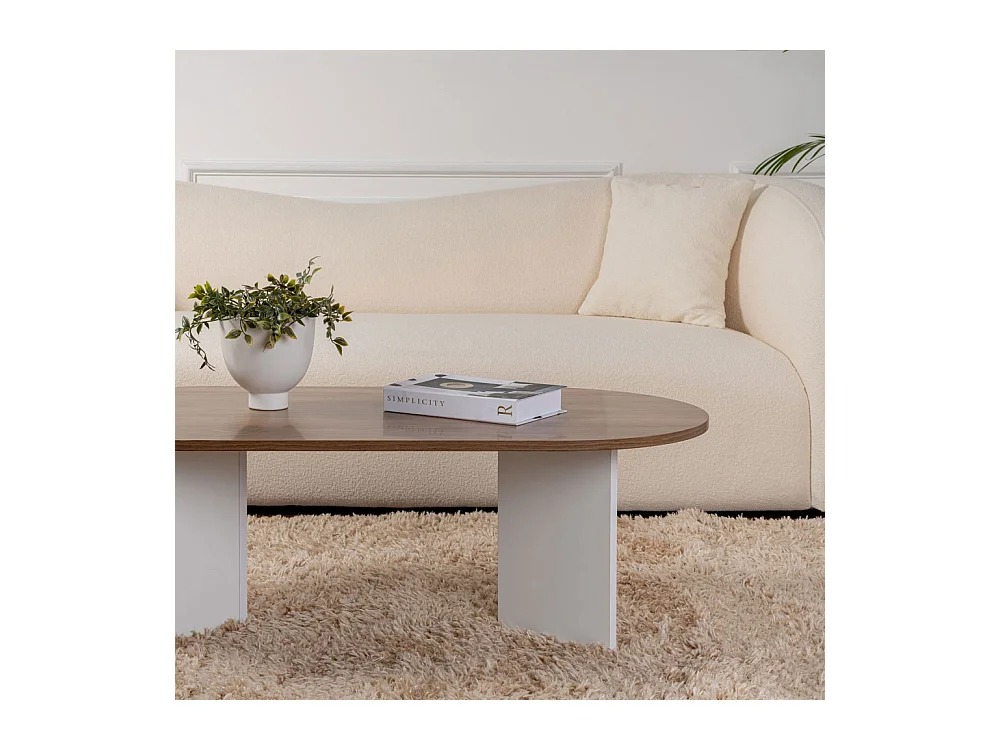 Sam - Table basse ovale en bois 119x60cm - Bois foncé