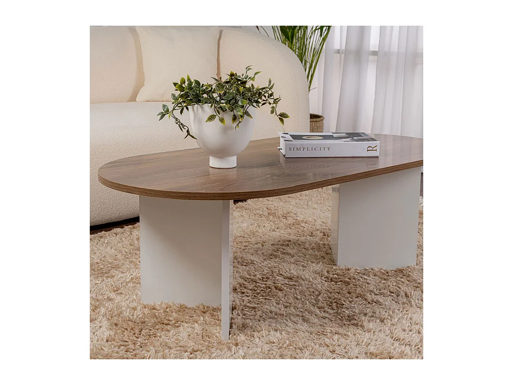 Sam - Table basse ovale en bois 119x60cm - Bois foncé