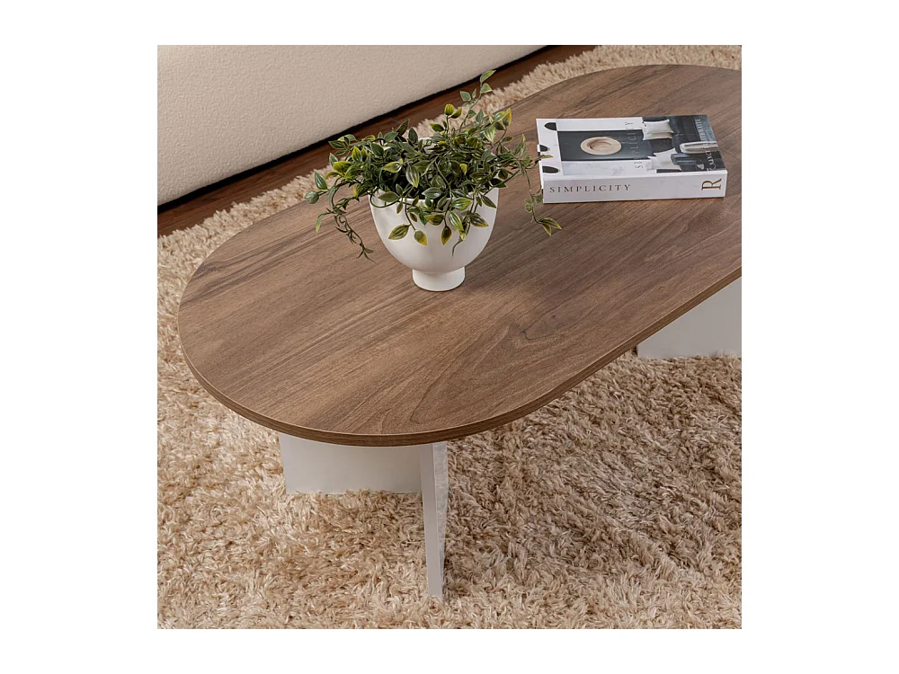 Sam - Table basse ovale en bois 119x60cm - Bois foncé