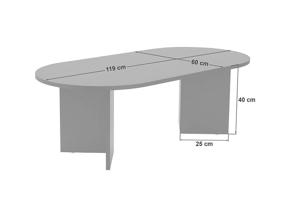 Sam - Table basse ovale en bois 119x60cm - Bois foncé