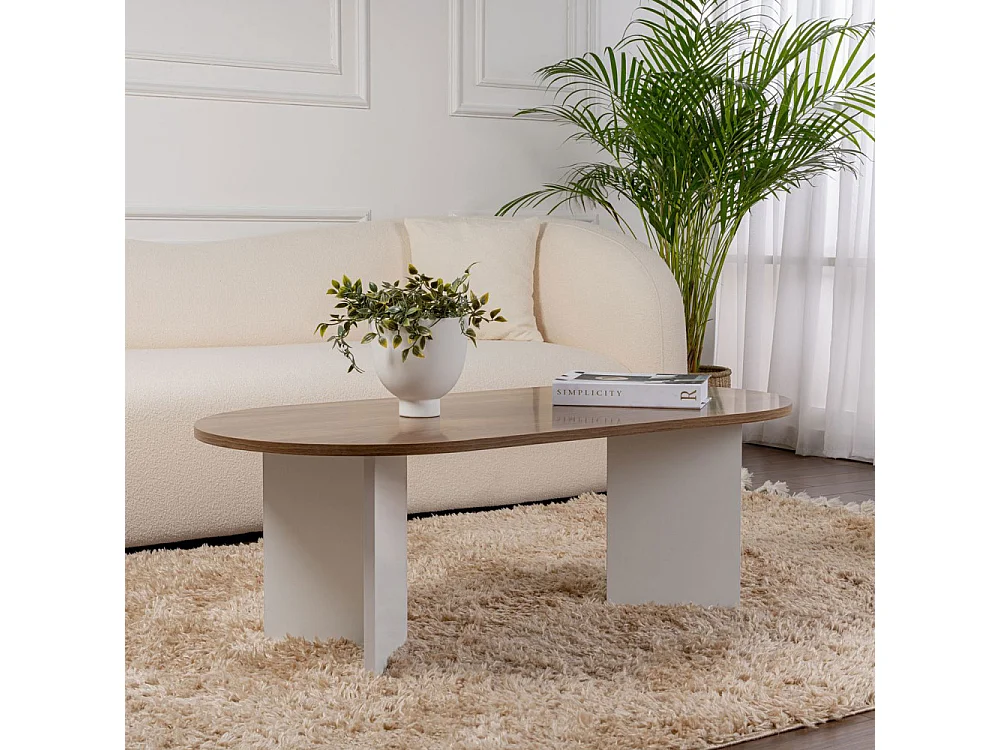 Sam - Table basse ovale en bois 119x60cm - Bois foncé