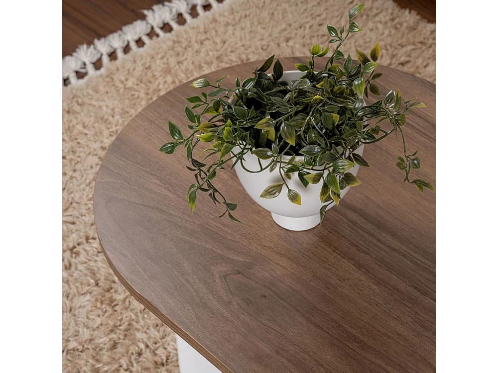 Sam - Table basse ovale en bois 119x60cm - Bois foncé