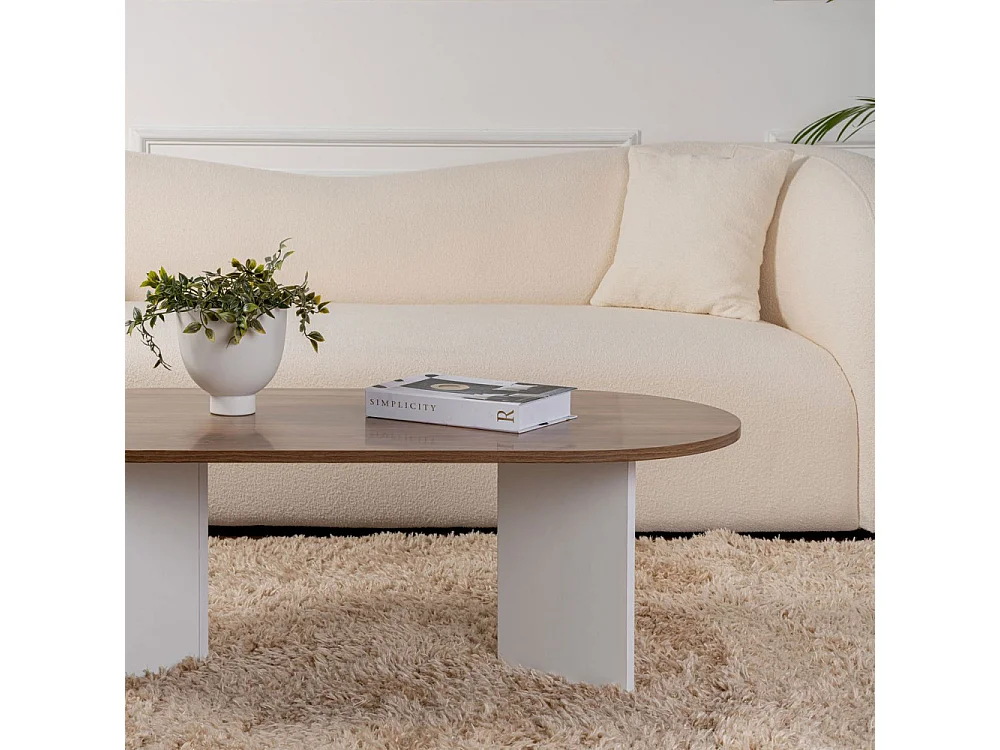 Sam - Table basse ovale en bois 119x60cm - Bois foncé