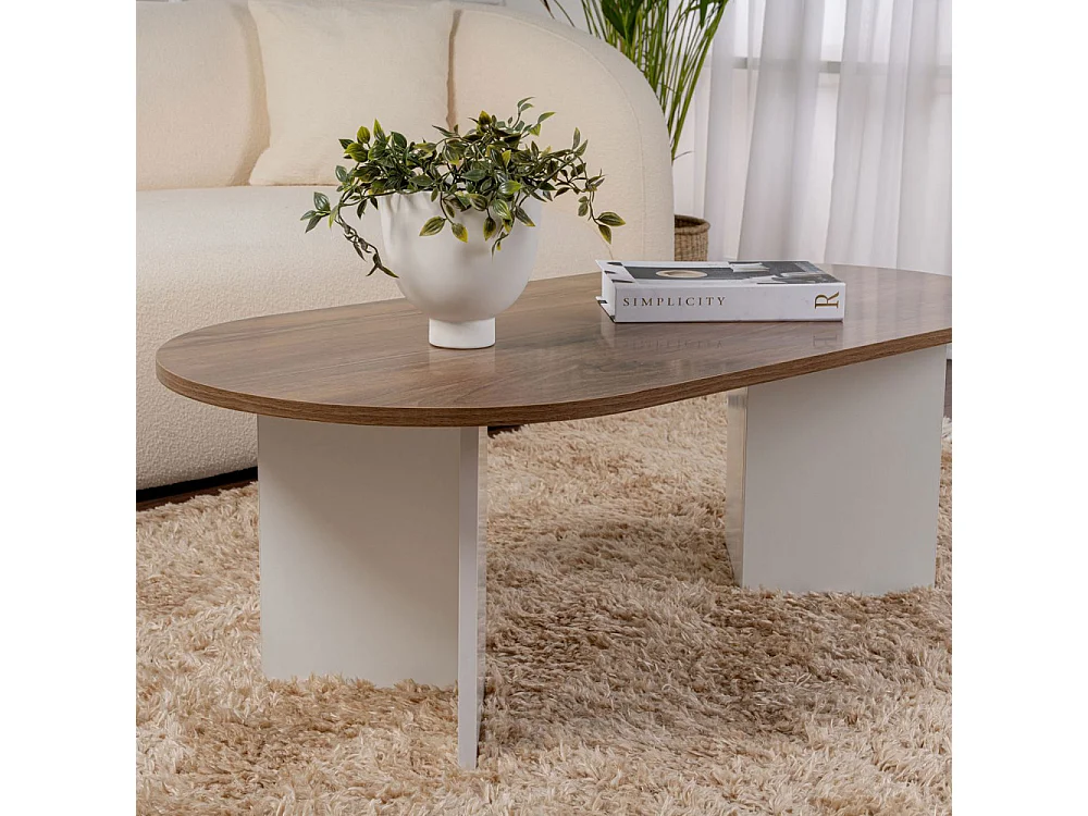 Sam - Table basse ovale en bois 119x60cm - Bois foncé