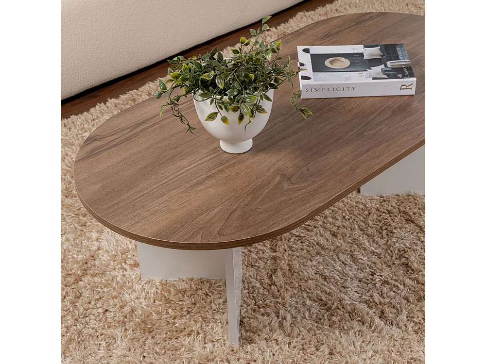 Sam - Table basse ovale en bois 119x60cm - Bois foncé