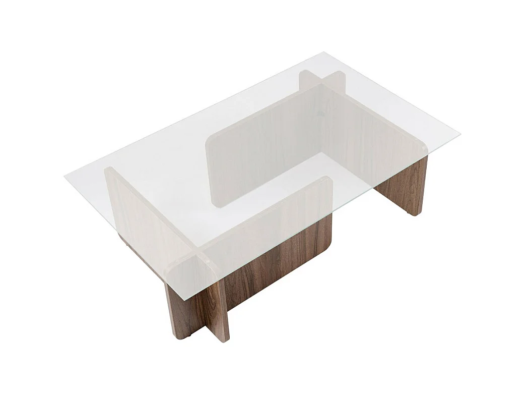 Cubix - Table basse en verre trempé et bois - Bois foncé