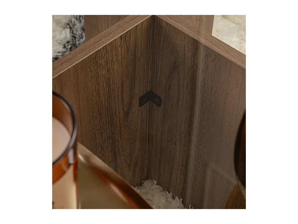 Cubix - Table basse en verre trempé et bois - Bois foncé