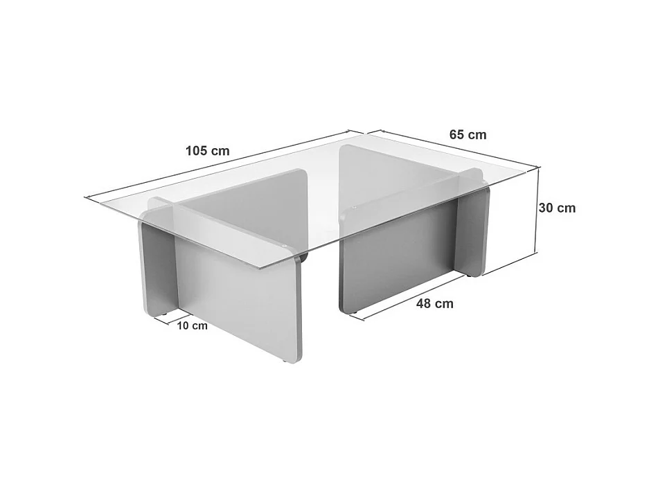 Cubix - Table basse en verre trempé et bois - Bois foncé