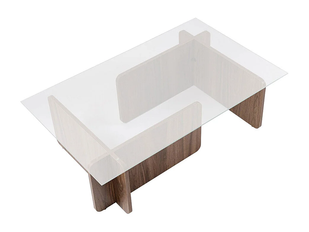 Cubix - Table basse en verre trempé et bois - Bois foncé