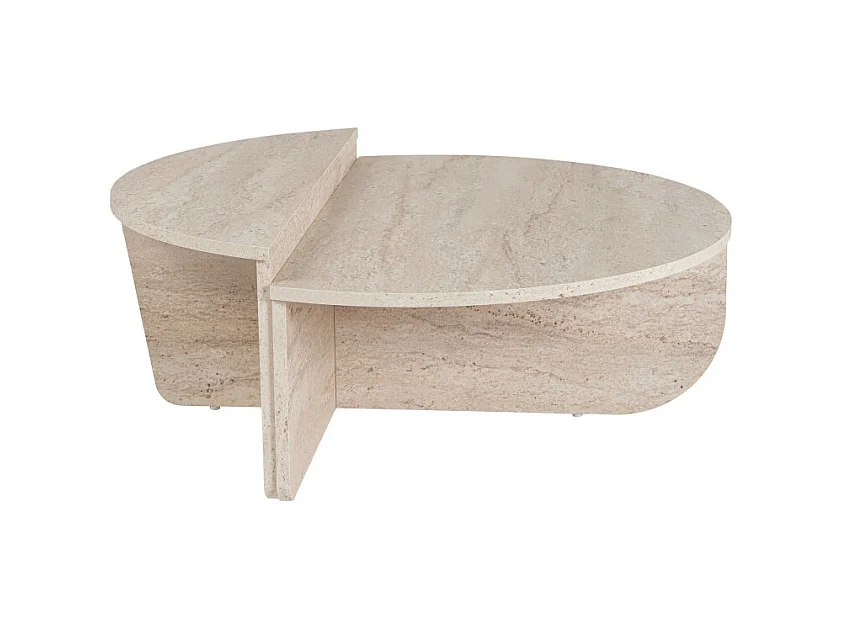 Asya - Lot de 2 tables basses effet travertin - Beige