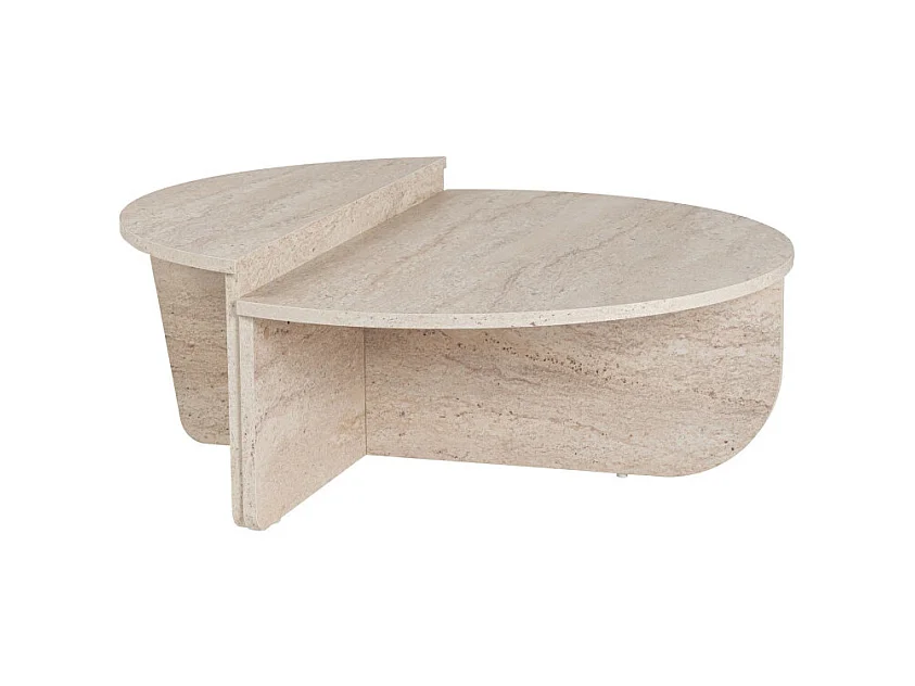Asya - Lot de 2 tables basses effet travertin - Beige