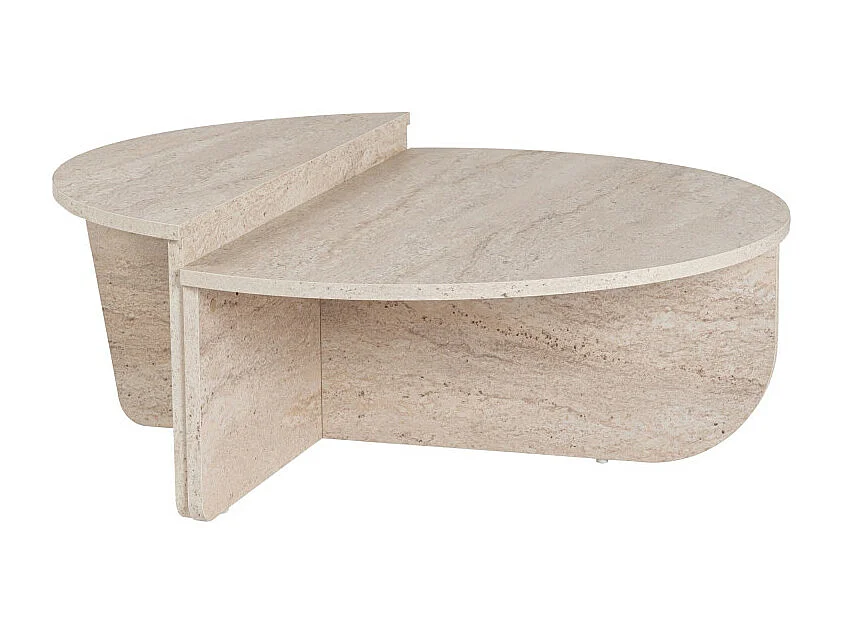 Asya - Lot de 2 tables basses effet travertin - Beige