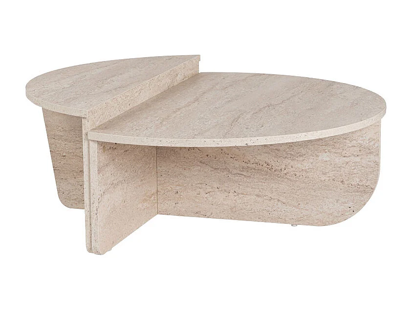Asya - Lot de 2 tables basses effet travertin - Beige