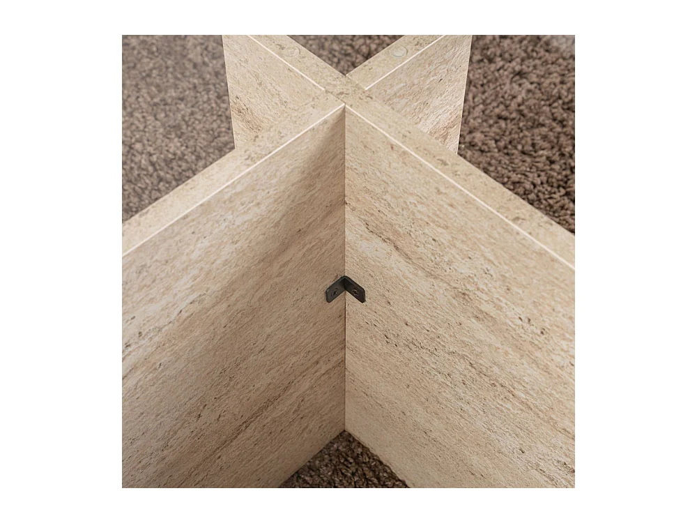 Cubix II - Table basse en verre et effet travertin - Beige