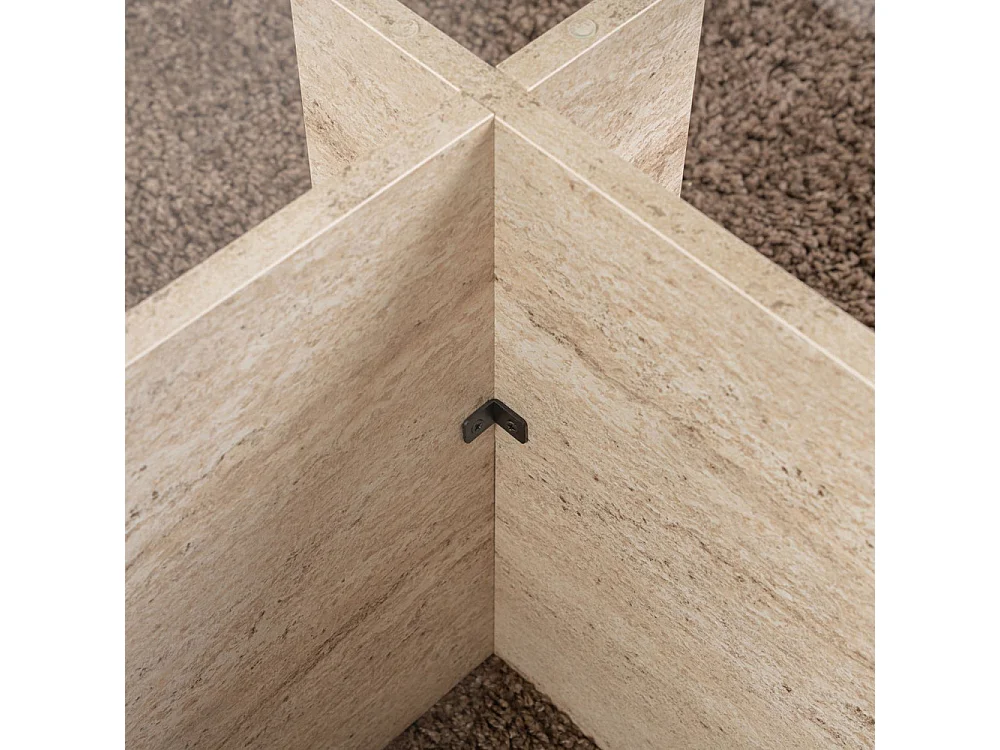 Cubix II - Table basse en verre et effet travertin - Beige