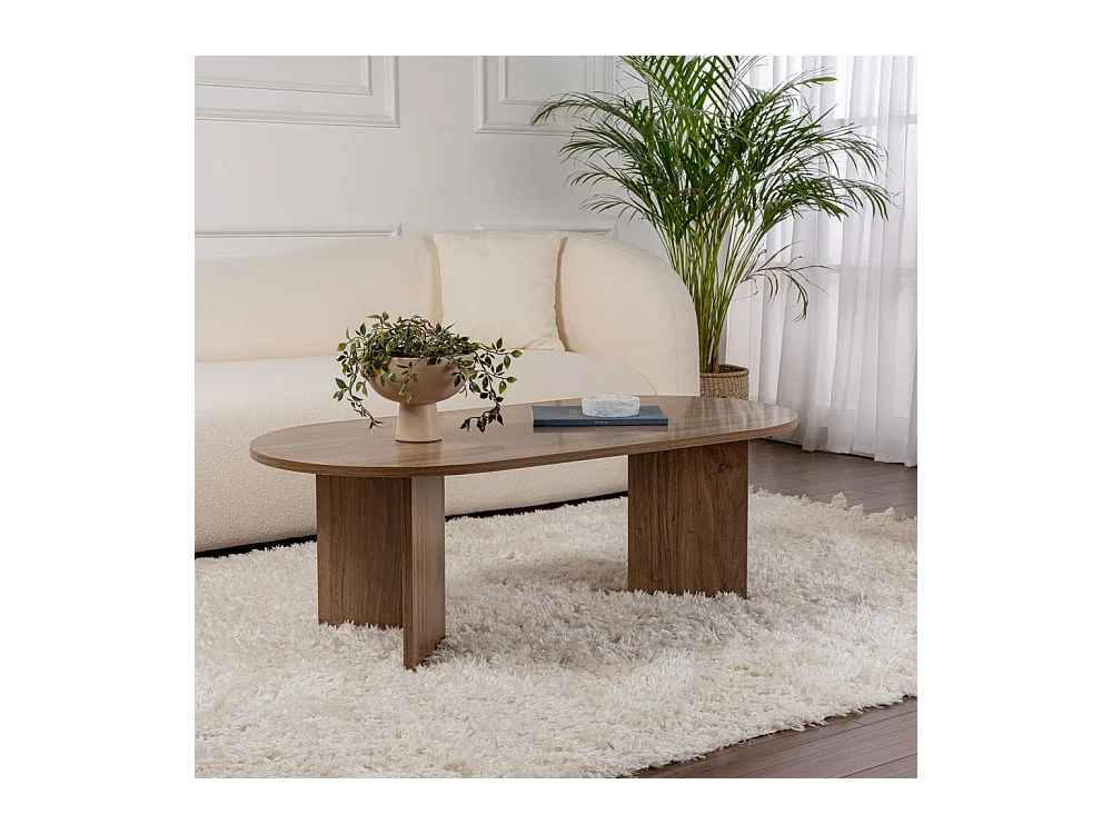 Sam - Table basse ovale en bois 119x60cm  - Bois foncé
