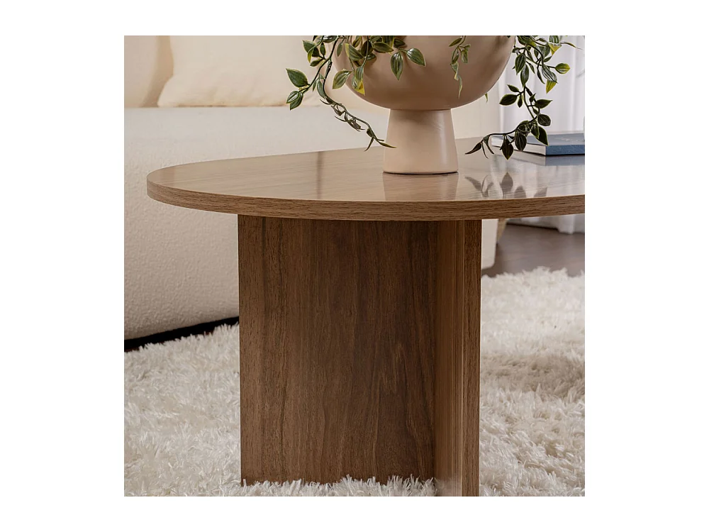 Sam - Table basse ovale en bois 119x60cm  - Bois foncé