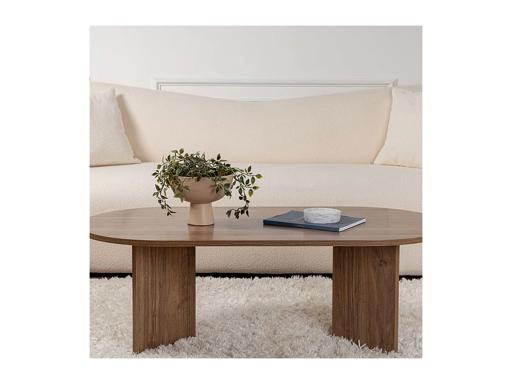 Sam - Table basse ovale en bois 119x60cm  - Bois foncé