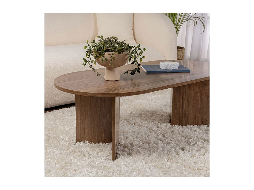 Sam - Table basse ovale en bois 119x60cm  - Bois foncé