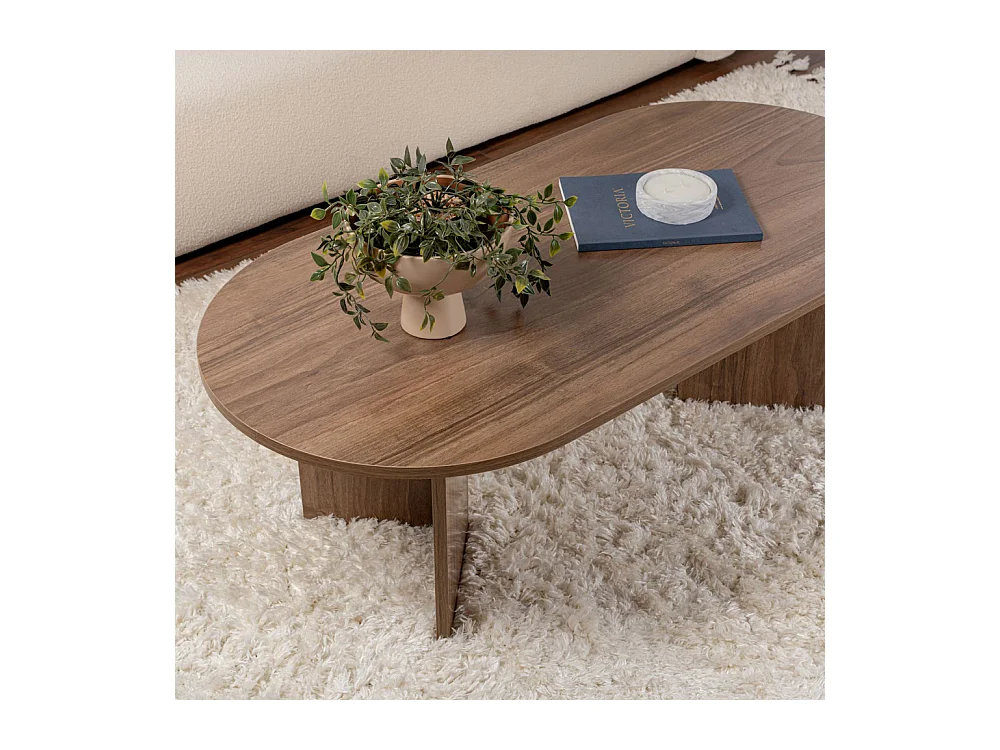 Sam - Table basse ovale en bois 119x60cm  - Bois foncé