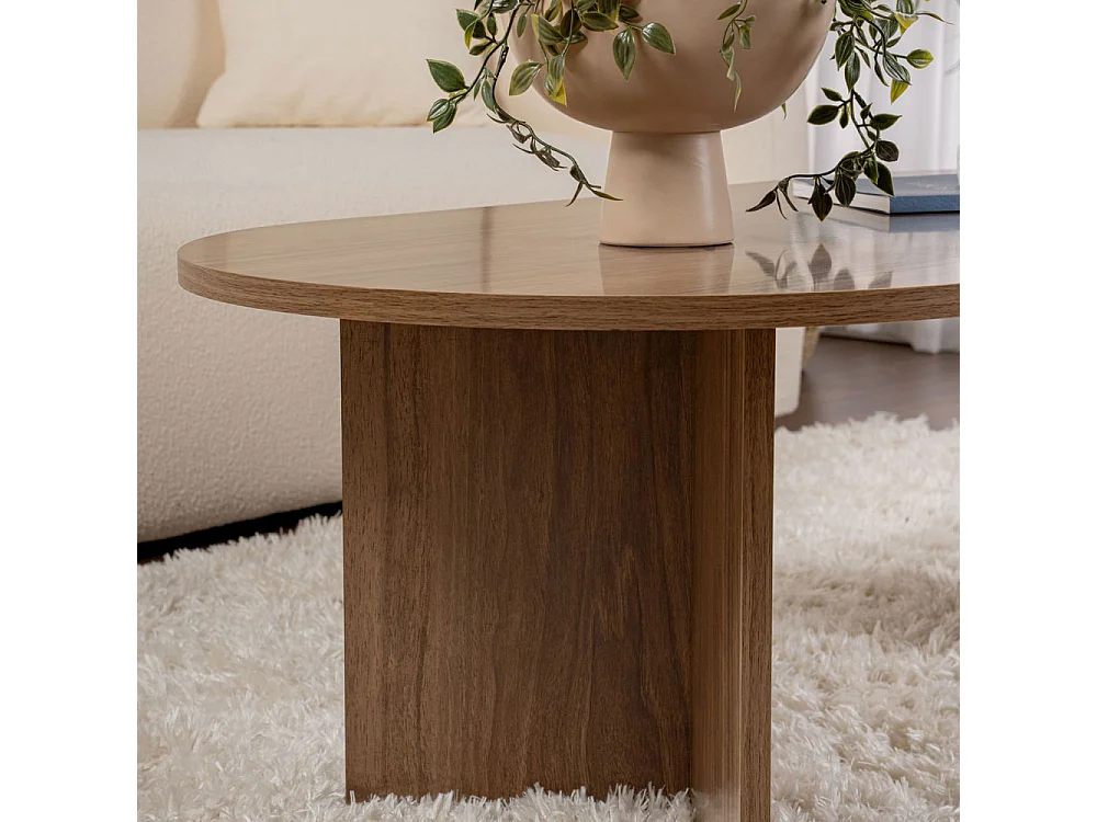 Sam - Table basse ovale en bois 119x60cm  - Bois foncé