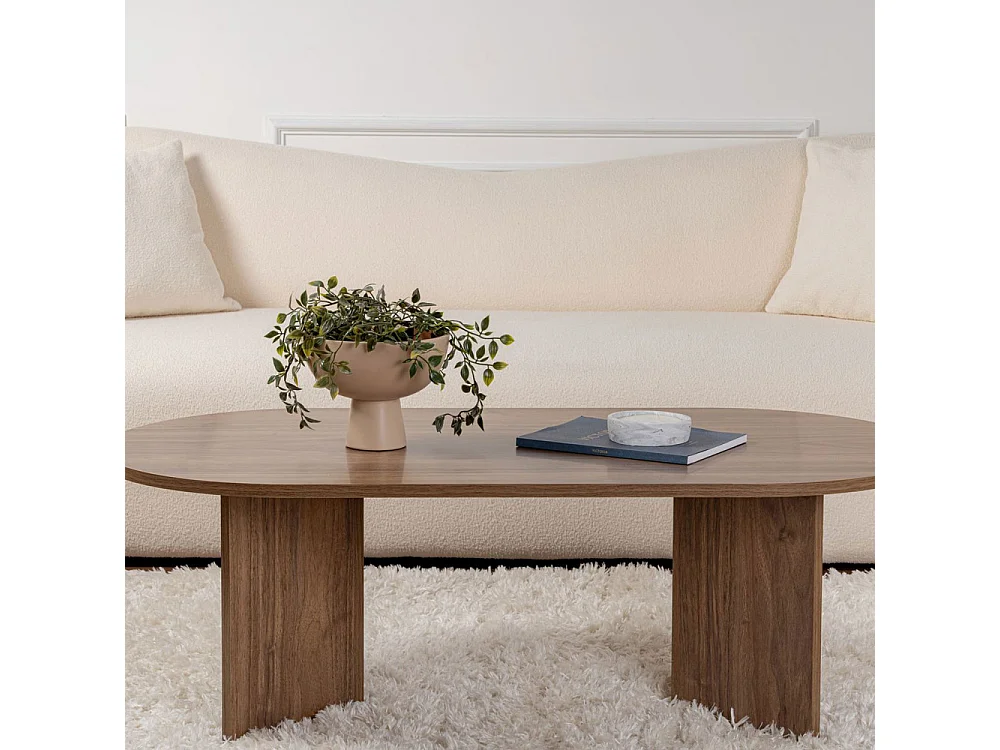 Sam - Table basse ovale en bois 119x60cm  - Bois foncé