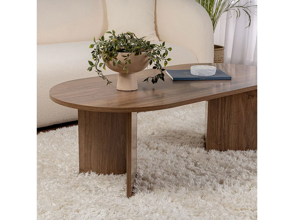 Sam - Table basse ovale en bois 119x60cm  - Bois foncé