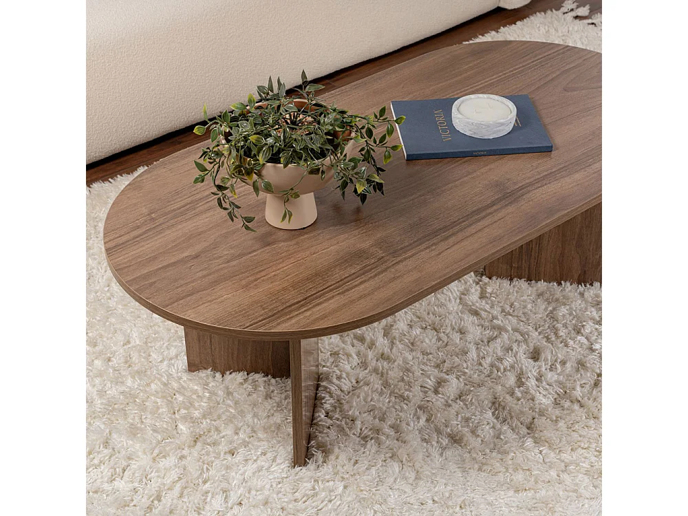 Sam - Table basse ovale en bois 119x60cm  - Bois foncé